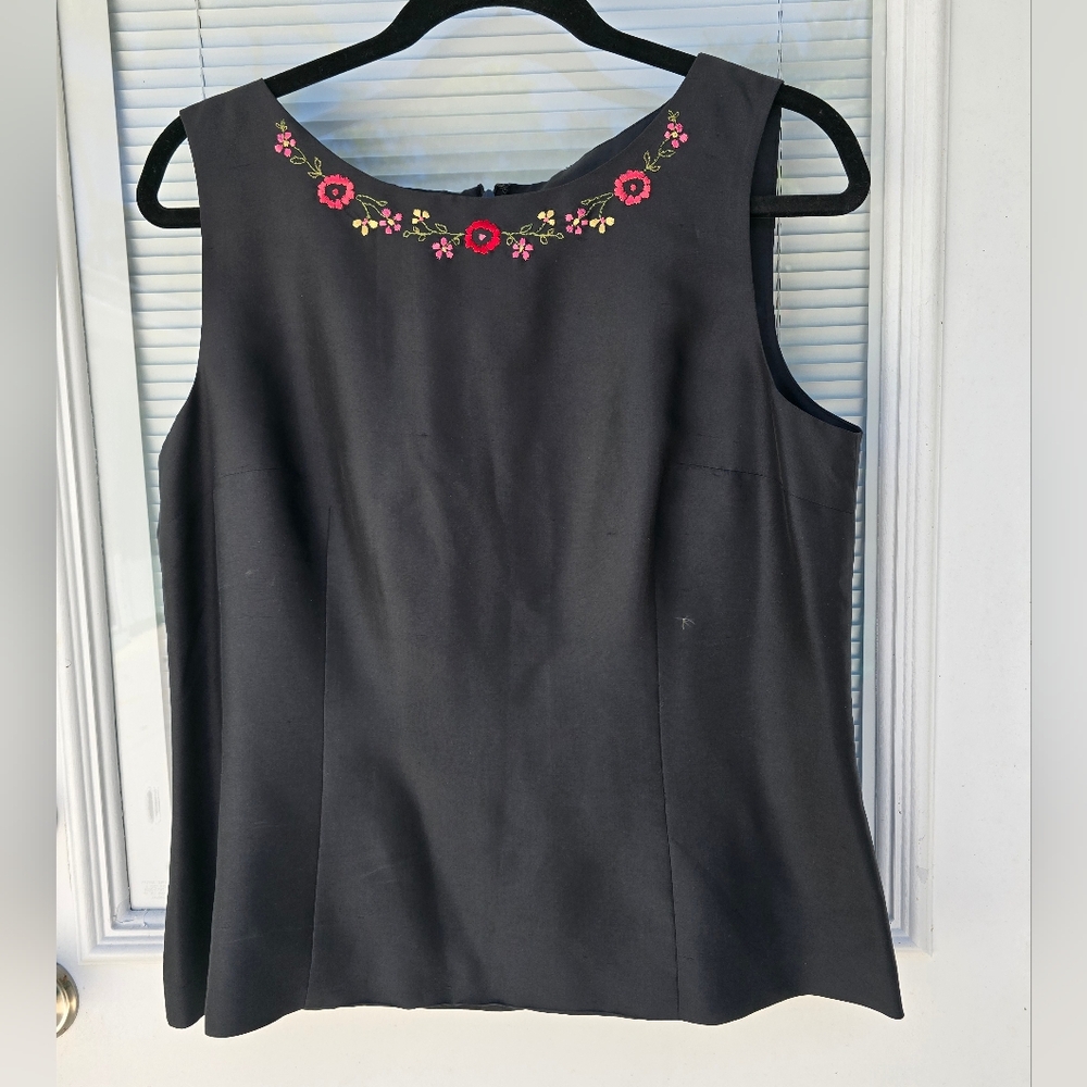 Talbots Black and Pink Blouse Elegant Top
